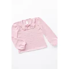 KIDS MASHMELO - Blusa con Cuello Peter Pan y Manga Larga Abullonada para niña