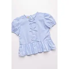 KIDS MASHMELO - Blusa manga corta con Lazitos en delantero y bello faldon recogido para niña