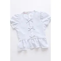 KIDS MASHMELO - Blusa manga corta con Lacitos y Faldón recogido para niña