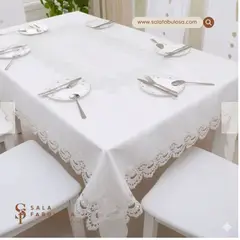 GENERICO - Mantel bordado con camino para comedorelegante sofisticado- blanco