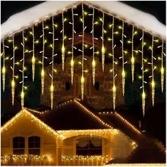 ARTEZA - Cortina Carámbano LED 5M con Música 8 Modos 200 LED Caída en Cascada Blanco Cálido