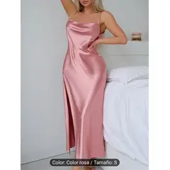 GENERICO - VESTIDO SEDA ROSA FEMENINO
