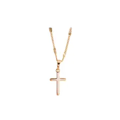 CLEO JOYAS & ACCESORIOS - Collar Cruz Lisa Acero Rose