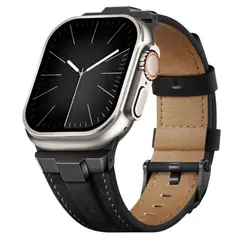 SUITISBEST - Correa De Cuero Para Apple Watch Ultra Black Black