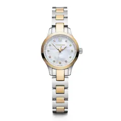 VICTORINOX - Reloj Alliance XS correa de acero inoxidable bicolor dial Blanco con cristales Swarovski