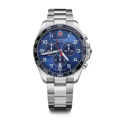 VICTORINOX - Reloj Fieldforce Classic Chrono correa de acero inoxidable dial Azul