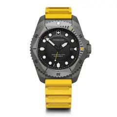 VICTORINOX - Reloj Dive Pro correa de caucho color amarillo dial color Negro