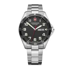 VICTORINOX - Reloj Fieldforce correa acero inoxidable dial Negro