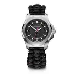 VICTORINOX - Reloj INOX V correa de paracord negro dial Negro caja color Acero