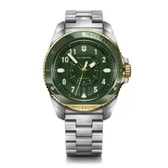VICTORINOX - Reloj Journey 1884 43 correa de acero inoxidable dial color Verde