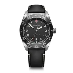 VICTORINOX - Reloj Swiss Army Automatic correa de cuero negra dial negro