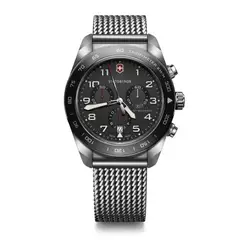 VICTORINOX - Reloj Swiss Army Chrono correa de acero inoxidable dial negro