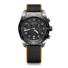 VICTORINOX - Reloj Swiss Army Chrono correa de caucho negra y naranja dial negro