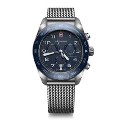VICTORINOX - Reloj Swiss Army Chrono correa de acero inoxidable dial azul