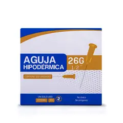 GENERICO - Aguja Hipodérmica Estéril 26 G X 1/2" CAJA 100 UND
