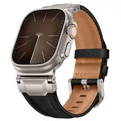 QIANXIANG - Correa De Cuero Para Apple Watch Ultra Titanium Black