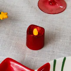 PANORAMA HOGAR - SETX12 VELAS MINI LED GLITTER ROJO