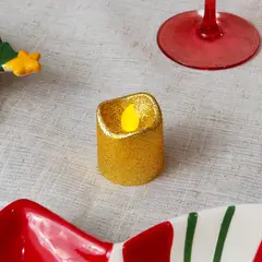 PANORAMA HOGAR - SETX12 VELAS MINI LED GLITTER DORADO