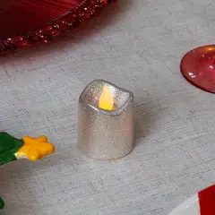 PANORAMA HOGAR - SETX12 VELAS MINI LED GLITTER PLATADO