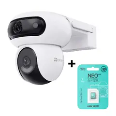 EZVIZ - Cámara de Seguridad para Exteriores 2 lentes H90 8mp 2k + SD 128GB