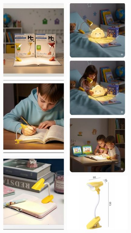 LUZ DE LECTURA LED PÀCK X2 LUZ CÁLIDA CON CLIP INFANTIL DEER HOME COLLECTION AMARILLO 3 PILAS EXTRA