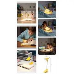 JUST HOME COLLECTION - PACK X2 LÁMPARA LECTURA INFANTIL DEER LED CÁLIDA CLIP AMARILLO CON 3 PILAS DE REGALO HOME COLLECTION