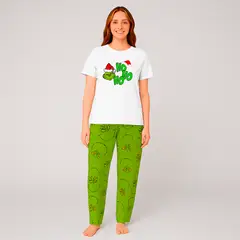 NACIONAL - Pijama Navideña Grinch Dama Conjunto Algodon Verde 2