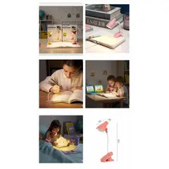 JUST HOME COLLECTION - PACK X2 LÁMPARA LECTURA INFANTIL DEER LED CÁLIDA CLIP PALO ROSA+ 3 PILAS DE REGALO HOME COLLECTION