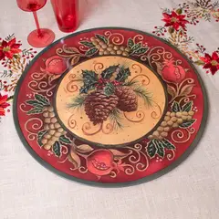 PANORAMA HOGAR - PLATO DE SITIO FLORAL NAVIDEÑO PVC 40CM