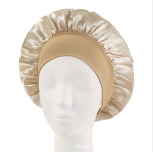 GORRO DE SATIN PARA DORMIR CABELLO LISO Y RIZADO EVITA ENREDOS BEIGE