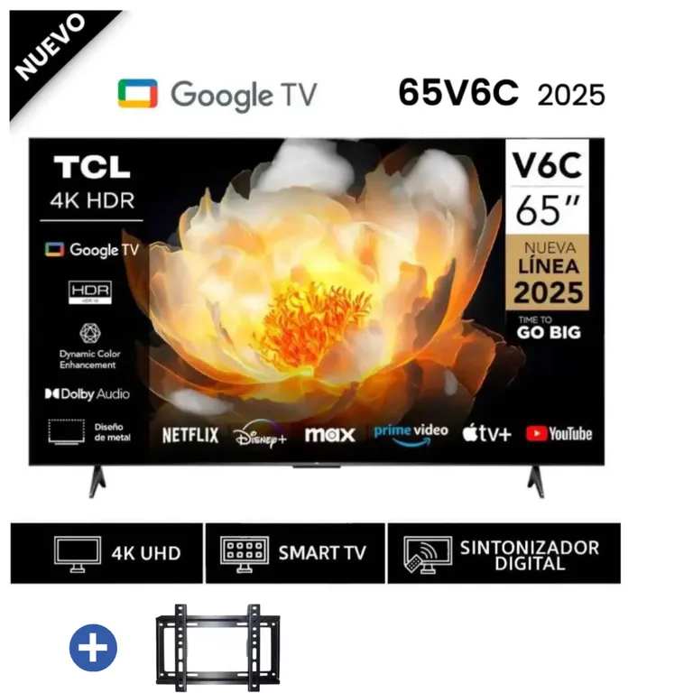 Televisor LED 65 UHD 4K Smart TV 65V6C + RackFijo