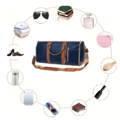 GENERICO - MALETA BOLSA DE VIAJE PLEGABLE CONVERTIBLE PARA VIAJE COLOR AZUL