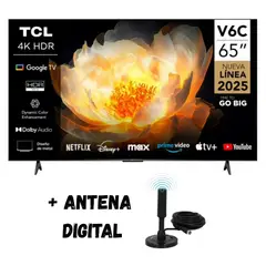 TCL - Televisor 65'' UHD 4K Google TV Smart TV 65V6C 2025 + ANT DIGITAL