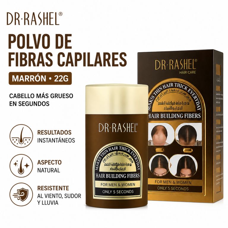 POLVO DE FIBRAS CAPILARES MARRÓN 22G DR RASHEL