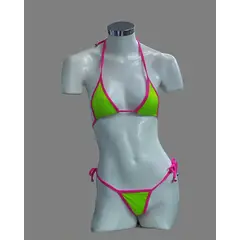 GENERICO - Bikini Ropa de Baño 2Pzas MICROBIKINI Asoleador triangulos Talla SML Bicolor Morado DEALCOBA