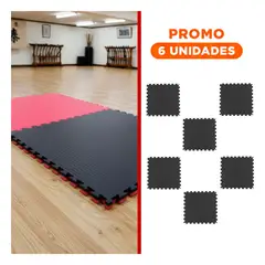 GENERICO - Pack6 EVA Piso 100x2cm para Tatami con Material Resistente y Seguro Negro y Rojo