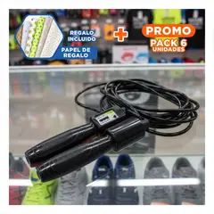 GENERICO - Pack6 Soga con Contador para Entrenamiento en Casa y Gimnasio de Negro Y+Papel Regalo