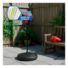 GENERICO - Saco de Box de Pie 102 cm con Guantes para Practica de Golpes y Cardio Rojo Negr Y+Papel Regalo