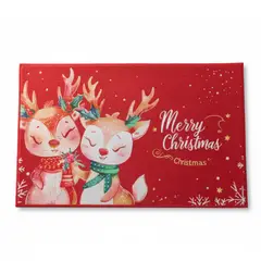 START FG - Tapete Navideño Renos 60x40 cm Alfombra Navidad de Pelos Cortos Suaves Antideslizante