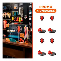 GENERICO - Pack4 Bolsa de Box de Pie 102 cm con Guantes para Entrenamiento Personal y Hogar Rojo y Negro