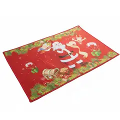 START FG - Tapete Navideño Papa Noe 60x40 cm Alfombra Navidad de Pelos Cortos Suaves Antideslizante
