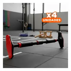 GENERICO - Pack4 Extensible Multifuncional Extensible para Rutinas Fitness en Negro Rojo Y+Regalo Sticker
