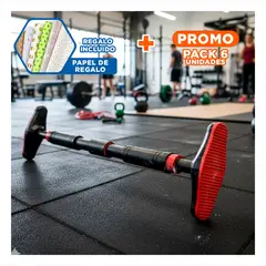 GENERICO - Pack6 Barra de Dominadas Ajustable para Fuerza Crossfit en Negro Rojo Y+Papel Regalo