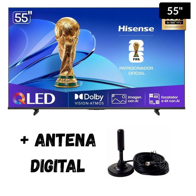 Televisor 55" QLED VIDAA 55Q6QV 2025 + ANT DIGITAL