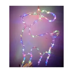 GENERICO - Luces de Navidad LED Navideña de Reno Multicolor Decoración Grande Ventanas Paredes Mamparas