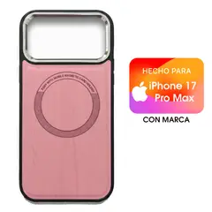 ASIA IMPORT - Case Cuerina Con Diseño Madera Para iPhone 17 Pro Max Ultra Con Marca