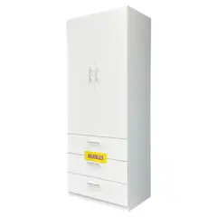 TEMEL - Bonito Ropero Personal 3 Cajones Amplios 2 Puertas Y Sabanera Blanco