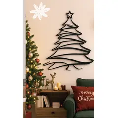 GENERICO - CUADRO DECORATIVO NAVIDAD ARBOL MDF NEGRO