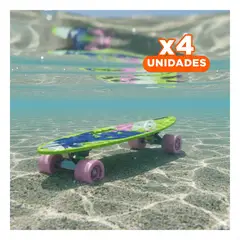 GENERICO - Pack4 Patineta Verde Limon con Diseño Manchas para Actividades al Aire Libre Y+Regalo Sticker