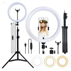 GENERICO - ARO DE LUZ LED 30 CM + TRÍPODE 2.1 M - 3 TONOS DE LUZ